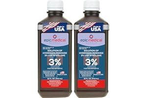 Epic Medical Supply Hydrogen Peroxide 32 oz. First Aid Antiseptic and Multipurpose Cleaner, 3% USP, Topical Wash for Minor Cuts, Scrapes, Insect Bites, and Skin Irritations. (2)