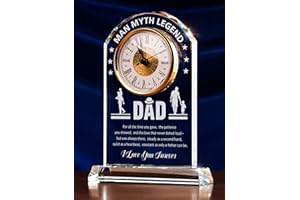 Sttokilly Dad Crystal Clock Gifts from Daughter or Son,Elegant Desk Clock with Base for Christmas Father‘s Day,Birthday Gift Idea for Dad Who Wants Nothing,Sentimental Keepsake Present for Father