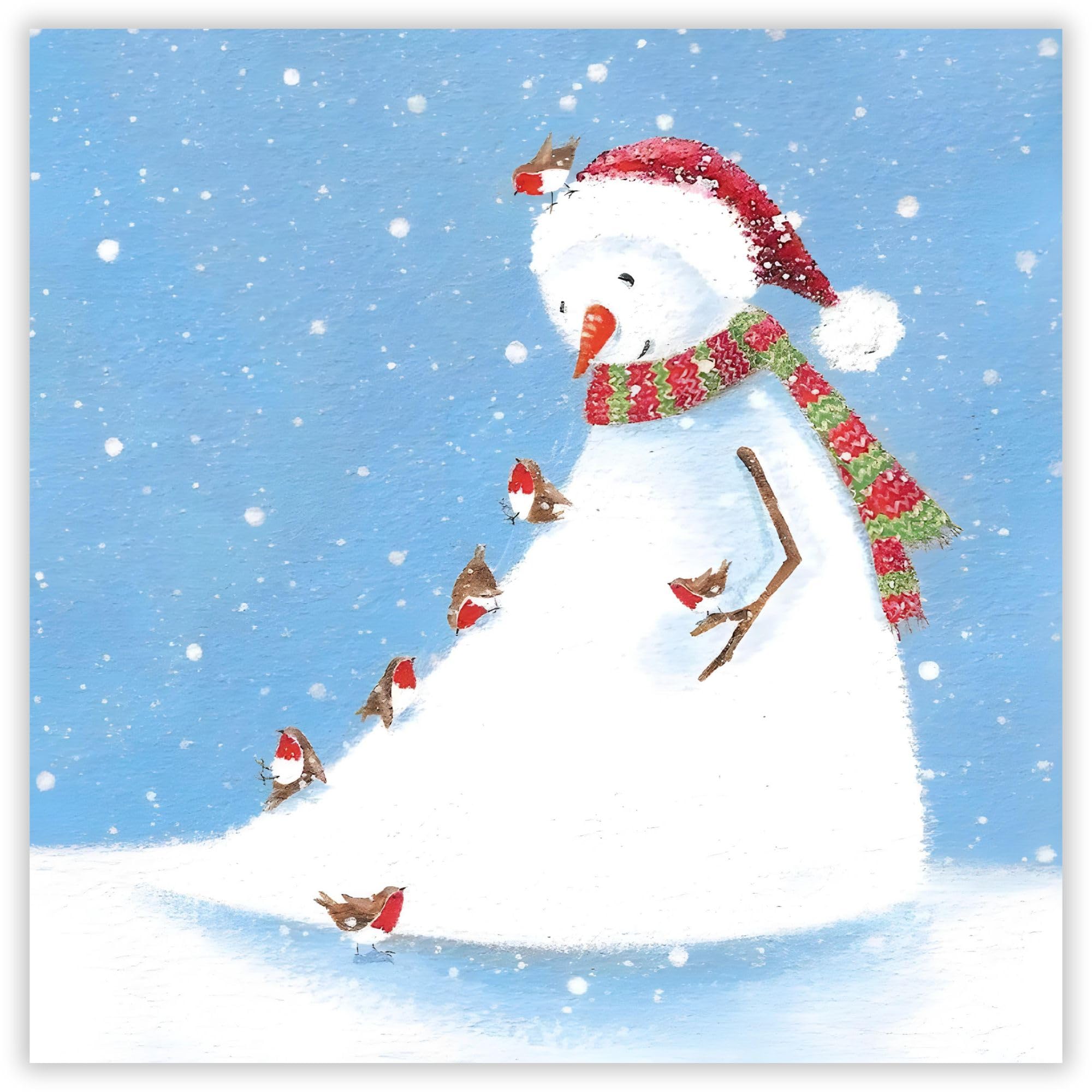 GBCC Charity Christmas Cards Pack of 10 - Charity Christmas Cards with Snowman and Robins Scene - Eco-Friendly Xmas Cards Multipack with Envelopes