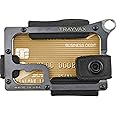 Trayvax Contour Wallet, RFID Front Pocket Money and Credit Card Holder, Minimalist Slim Leather Metal Wallet for Men and Women, Raw Stealth Black