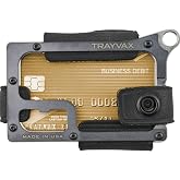 Trayvax Contour Wallet, RFID Front Pocket Money and Credit Card Holder, Minimalist Slim Leather Metal Wallet for Men and Women, Raw Stealth Black
