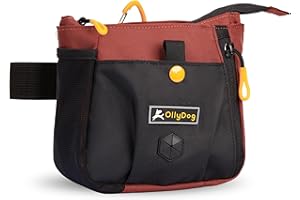 OllyDog Backcountry Day Bag | Hands-Free Dog Training Treat Pouch | Fanny/Hip Pack with Zipper Closure & Built-in Poop Bag Dispenser | Removable Waist Clip (Cider)