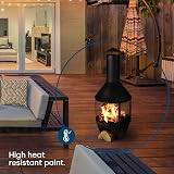 LIVIVO 107cm Chiminea Patio Heater - Grey, Weather & Rust-Resistant view 4