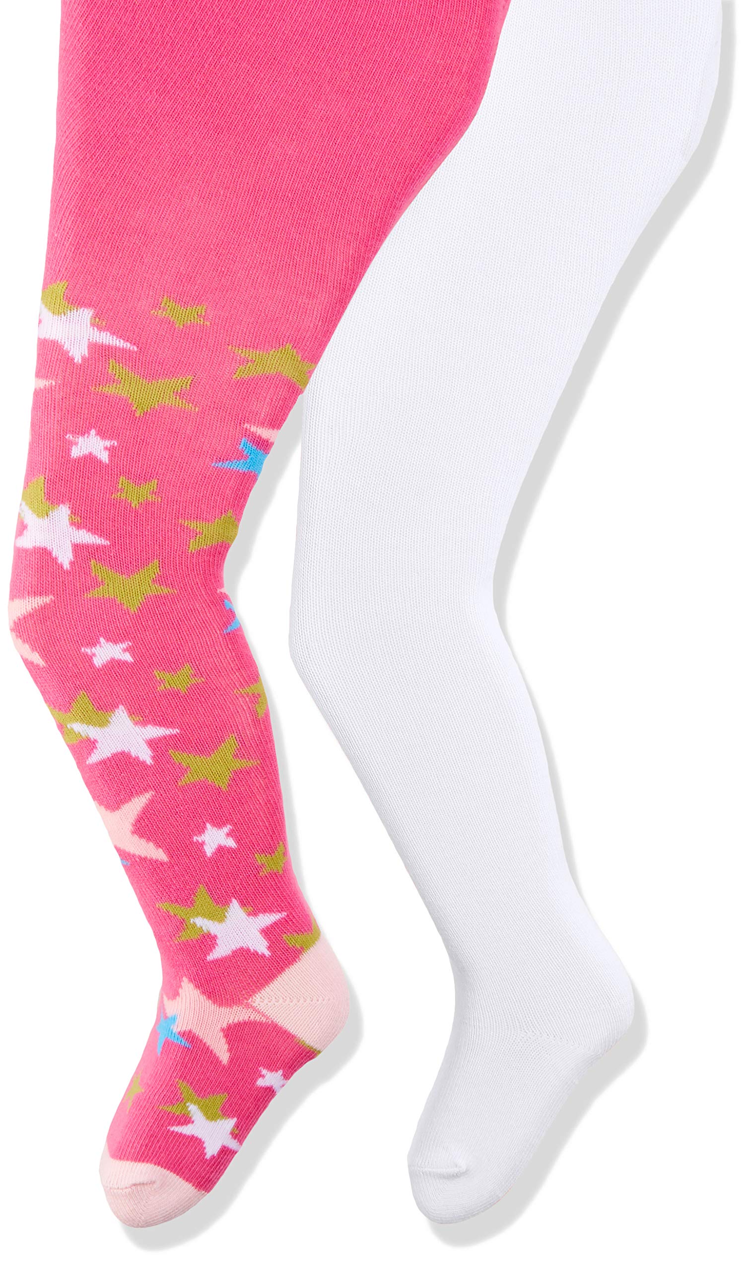 Playshoes Unisex Baby Tights stars pack of 2 498953, 900 - White, 62-68