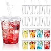 Maxdot 15 Pack Clear Plastic Tumblers with Lids and Straw 16 oz Drinking Reusable Cups with Straw Iced Coffee Cups Water Bottles Mugs Bulk for Wedding Party Birthday Gifts