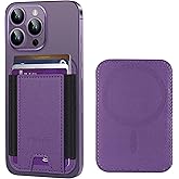 HiWe for MagSafe Wallet, Strongest Magnetic Wallet for iPhone 17/16/15/14/13/12 Series, 7 Cards Holder, Leather Minimalist Slim RFID, 1 Slot, Dark Purple & Black