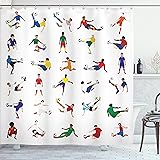 Ambesonne Sports Shower Curtain, Group of Soccer