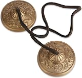 Ajuny Tibetan Tingsha Cymbals Bells Hand Made Brass Embossed Manjira view 3