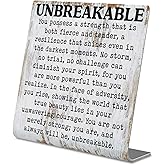 Unbreakable Inspirational Desk Sign Resilience & Strength Quote Decor, Rustic Steel Plaque Gift for Women, Survivors, Therapists, Friends, or Coworkers – Mental Health Empowerment Sign XLK516