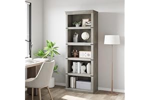 5 Tier Farmhouse Bookcase, 67.4 in Tall Book Shelf with Storage, Wooden Bookshelves 5 Shelf Display Shelvesfor Home Office, L