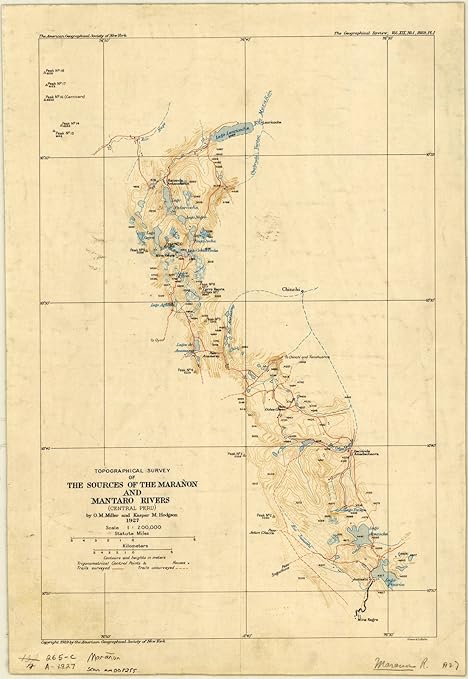 Amazon 歴史地図 マラノン マンタロ川 ペルー1929年 マラノン マンタロ川の出版源とアンティーク ヴィンテージ 複製 1927年 44in X 64in 4464 アートフレーム ポスター オンライン通販
