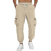 APTRO Mens Corduroy Pants Cargo Casual Trousers Baggy Tapered Elastic Waist Joggers with Drawstring and Zipper Pockets