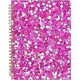 ZHIZHEND Spiral Journal Notebook,A5 Hardcover Lined Journals for Women Girl 6 x 8.3 in,120 Pages Thick Paper,Cute College Ruled Writing Notebook for Gifts Office Work School(Pink Glitter)