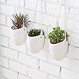 MyGift Modern Ceramic Hanging Planters, Succulent Plant Pots, Set of 3, White