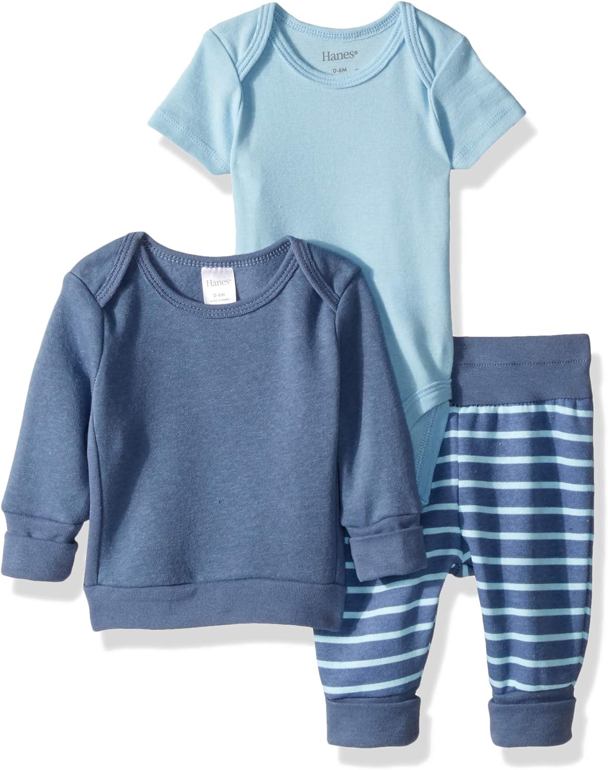 Hanes Boys' Ultimate Baby Flexy Fleece Jogger with Sweatshirt and Bodysuit Set: Clothing