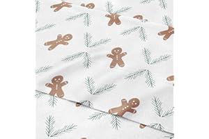 CGK UNLIMITED Flannel Christmas Sheets - 100% Cotton Flannel Sheet Set - Full Size - Soft & Cozy - Thick Warm Heavyweight Winter Bed Set - Deep Pocket Holiday Bedding for Women, Men and Kids - Gingerbread Cookie