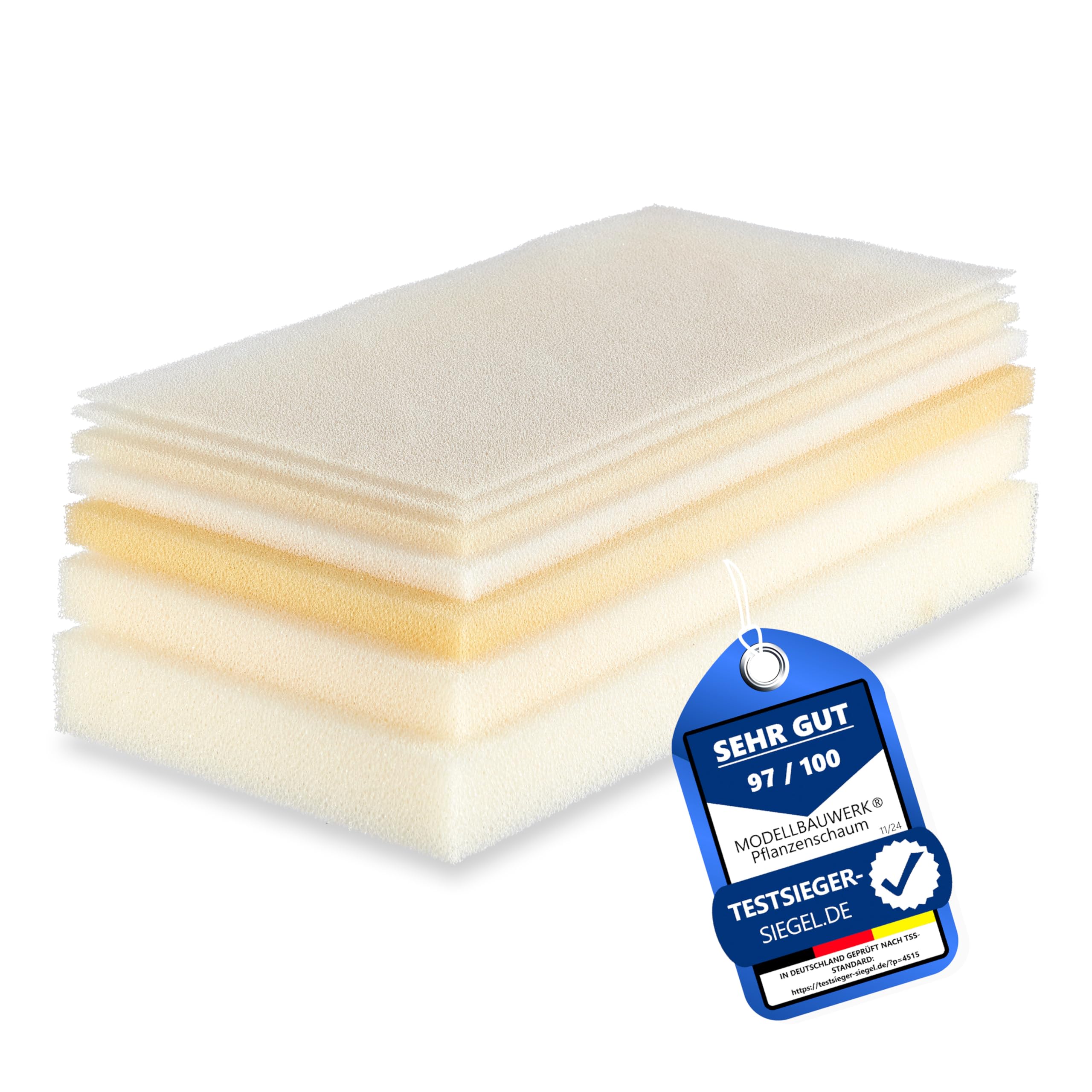 Premium Plant Foam 15 mm Medium Cream 250 x 500 mm PPI20 Filter Foam Vegetation Foam Polyurethane Architectural Model Making Tree Crown Bushes Landscape Design Aquaristics Diorama Crafts Hobby