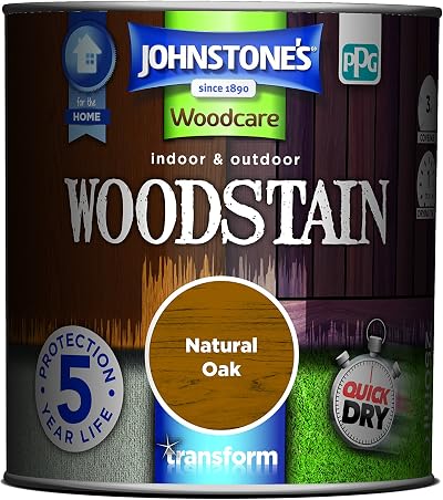 Johnstone's Natural Oak Woodstain 250ml Interior Exterior UV Resistant Quick Dry