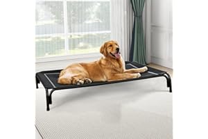 Czpalo Elevated Dog Bed, Raised Outdoor Dog Bed for Large Sized Dog, Portable Cooling Pet Cot with Breathable & Washable Mesh, Indoor & Outdoor Pet Hammock with Skid-Resistant Feet.
