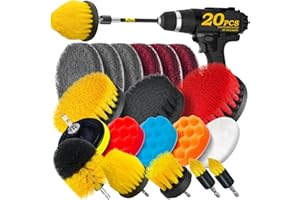 Holikme 22Piece Drill Brush Attachments Set, Scrub Pads & Sponge,Buffing Pads, Power Scrubber Brush with Extend Long Attachme