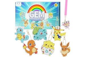 MATHARAGO Diamond Art for Kids 6 Pcs DIY Diamond Painting Cute Keyrings Set, Painting by Number Gem Keychains Craft Kits for Kids Ages 6-12, Gifts for Birthday, Back to School