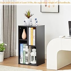 VECELO 3-Cube Open Bookcase, Small Bookshelf with