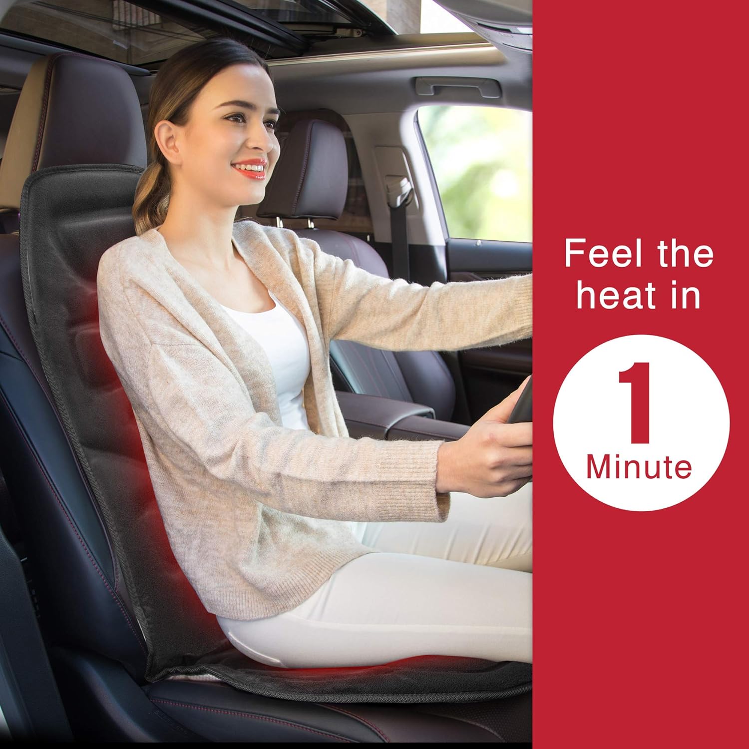 COMFIER Massage Seat Cushion with Heat - 10 Vibration Motors, 3 Heating Pad, car Back Massager for Chair, Massage Chair Pad for Back Pain Relief car and Home Office use: Automotive