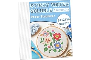 DAZUINIAO Sticky Water Soluble Embroidery Stabilizer 8PCS 8.3" x 11.7" Printable Wash Away Paper Stabilizer Allowed for Print or Draw Patterns Embroidery Transfer Paper for Hand & Machine Embroidery