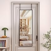 Hasipu Full Length Door Mirror 44"x16" Over The Door Hanging Mirror Large Wall Mounted Mirrors for Bedroom Living Room Bathroom Dorm
