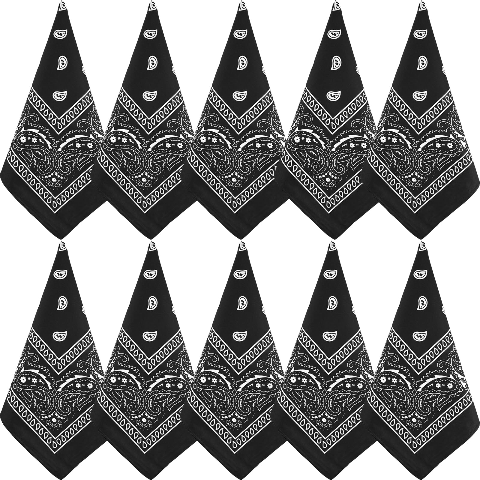 Photo 1 of ***MISSING 3**ONLY 7****
NACHLYNN 10pcs Paisley Bandanas Assorted Bandanas Cowboy Polyester Headbands Square Scarf Headwear (10, Black)