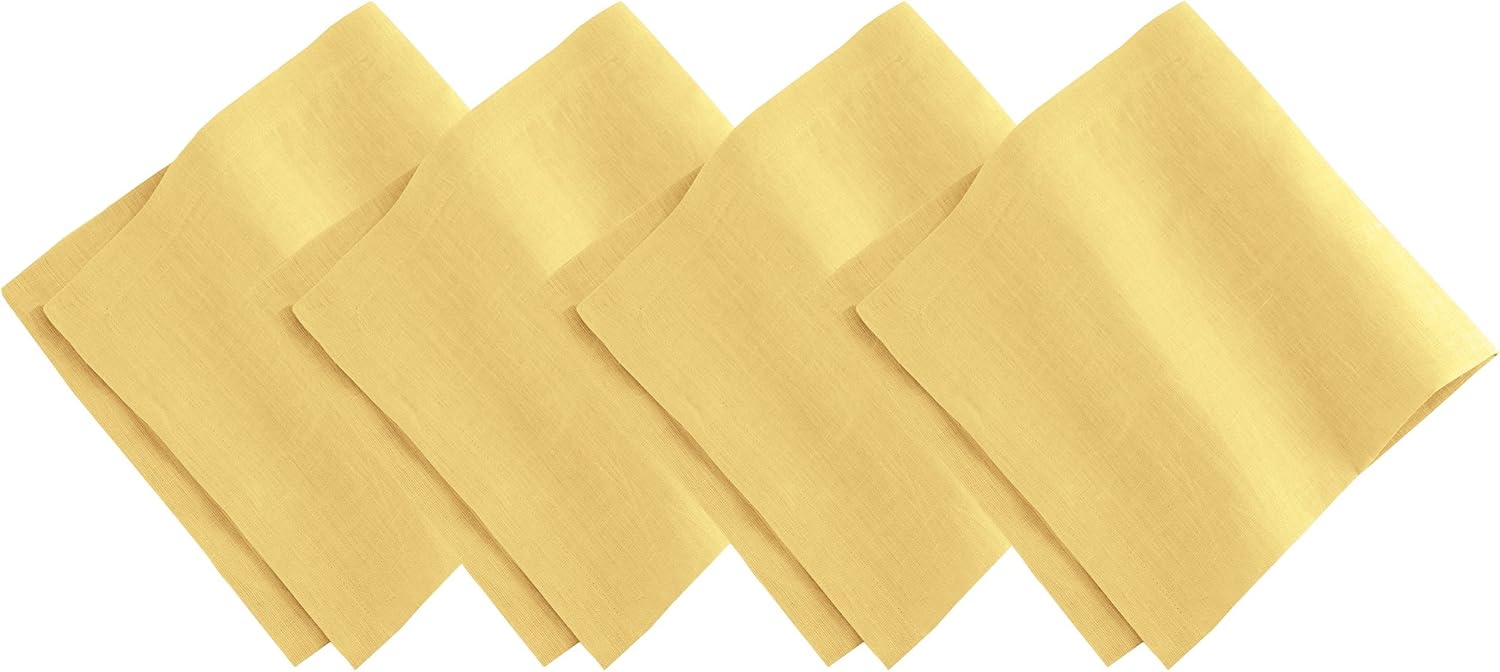 Villeroy and Boch La Classica Luxury Linen Fabric Napkin (Set of 4), 21"x21", Lemon