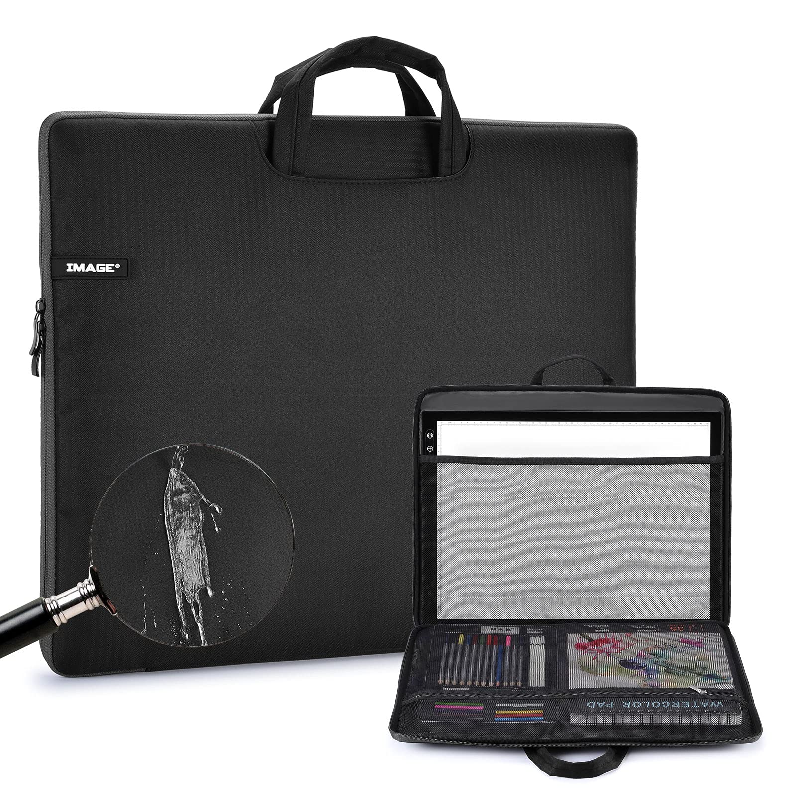 IMAGE Waterproof Protective Case for A3Light Pad Diamond Painting, A3 Ultra-Thin Portable Light Pad Case, Travel Storage Case Pouch Cover with Pockets Carry