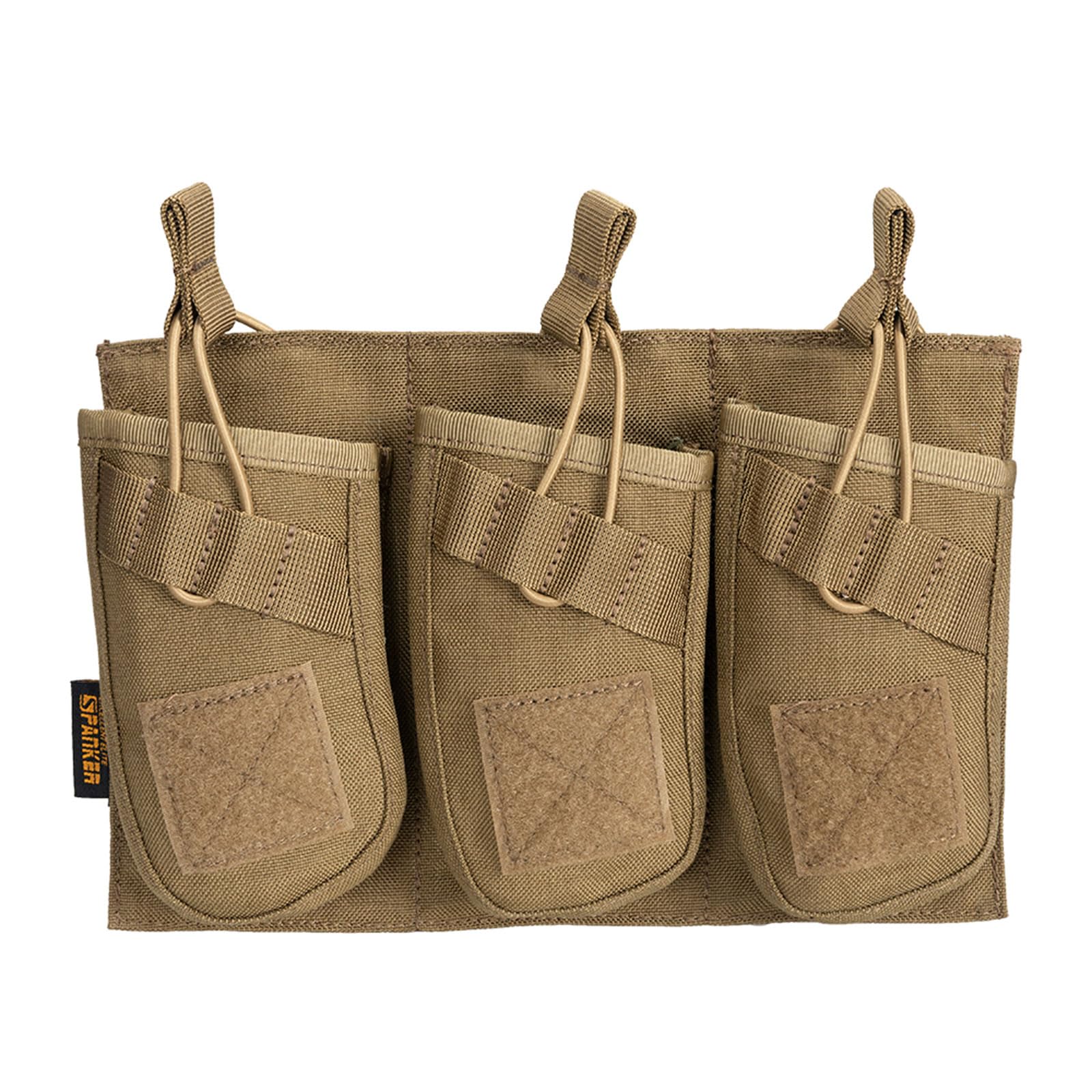 EXCELLENT ELITE SPANKER Tactical Open Top Magazine Single/Double/Triple Mag Pouch AK47 AK74 AR-15 Pmags Magazine(Triple-Coyote Brown)