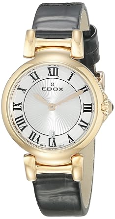 Edox Womens 57002 37RC AR LaPassion Analog Display Swiss Quartz Black Watch