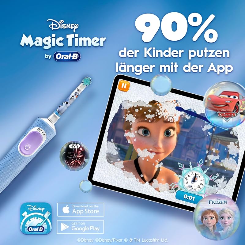 Pro Kids 3+ Frozen Elektrische Zahnbürste Kinder, Blau/Lila