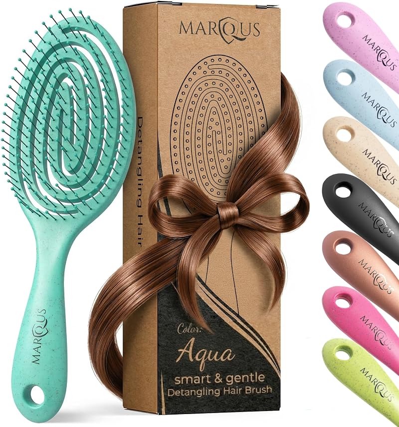 marQus Detangling Hair Brush Bio-friendly No-Pull No-Pain Aqua