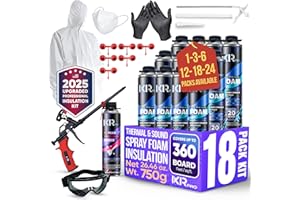 ixirpro Spray Foam Insulation Kit (18 PK Kit-26.46 oz) Expanding Sealant, Closed Cell High Density Spray Foam for Heat Acoustic Insulation, Cleaner, Gun & Accessories Included