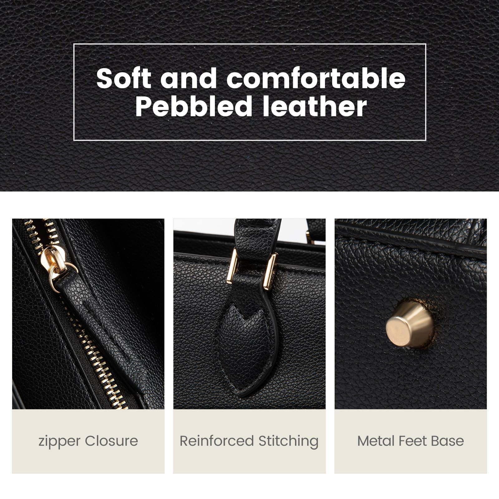 LOVEVOOK Womens Purses and Handbags, Pebbled Leather Black Purses for women Crossbody Handbags Satchel Bag