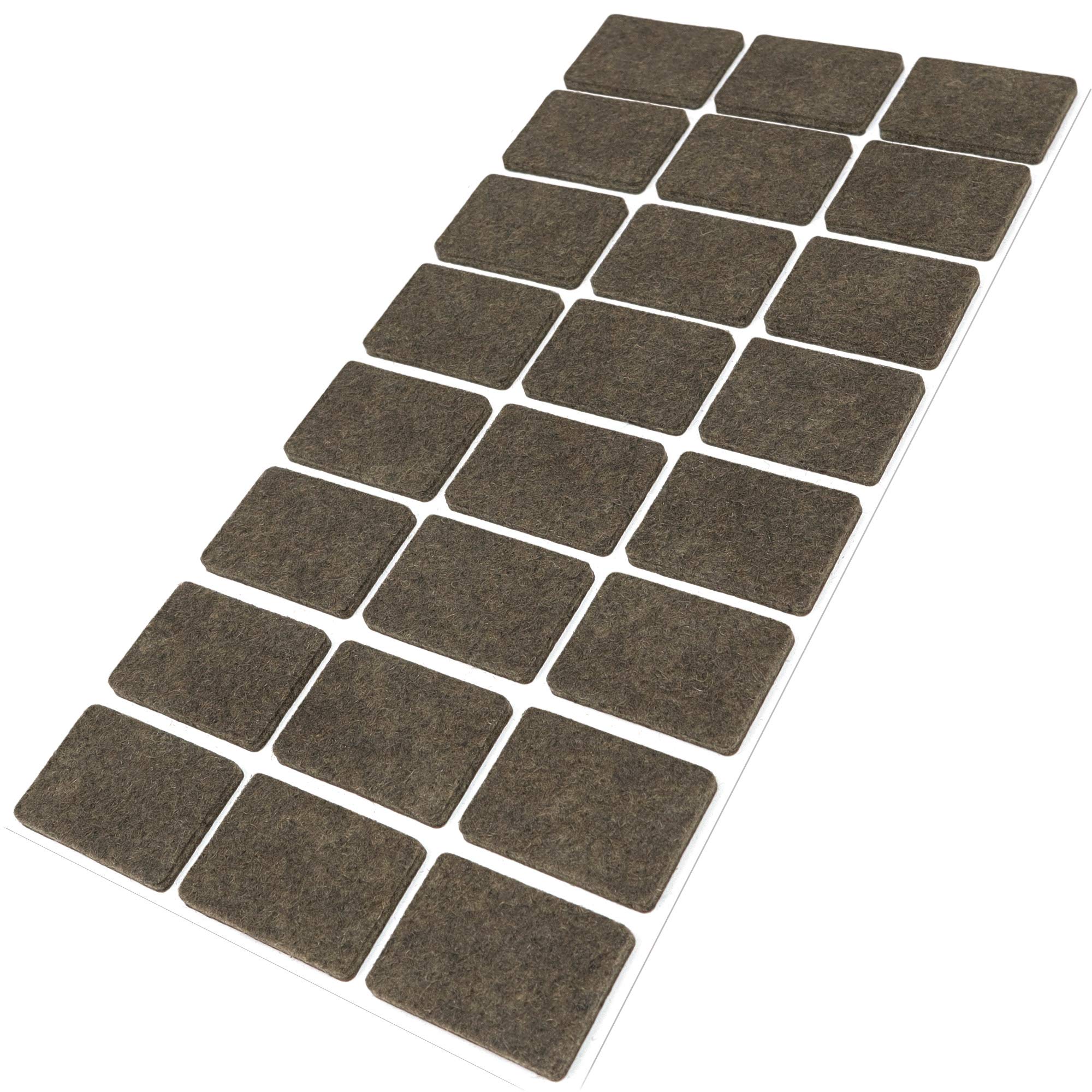 Adsamm® / 24 x self-adhesive felt pads/Brown / 0.98x1.38'' (25x35 mm) / rectangular / 0.138'' / 3.5 mm thick stick-on furniture felt glides/Furniture & Chair Glides