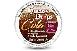 Three Lollies Queasy Drops - Cola Flavor - Relief from Nausea & Travel Sickness, Soothes a Dry Mouth & Settles Stomach - Natural Ingredients - 21 ct