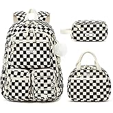 Fimibuke School Backpack for Girls Boys - 3PCS Corduroy Kids Backpack Set with Lunch Box & Pencil Pouch, Lightweight Teen Girls School Bag Laptop Bag Travel Daypack for Elementary Middle High School