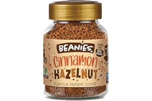 BEANIES THE FLAVOUR CO Beanies Flavour Instant Coffee - Cinnamon Hazelnut Instant Flavored Coffee - An Indulgent Sugar Free Taste Explosion - Low Calorie - Vegan & Gluten Free - Wheat & Dairy Free, 50g jar