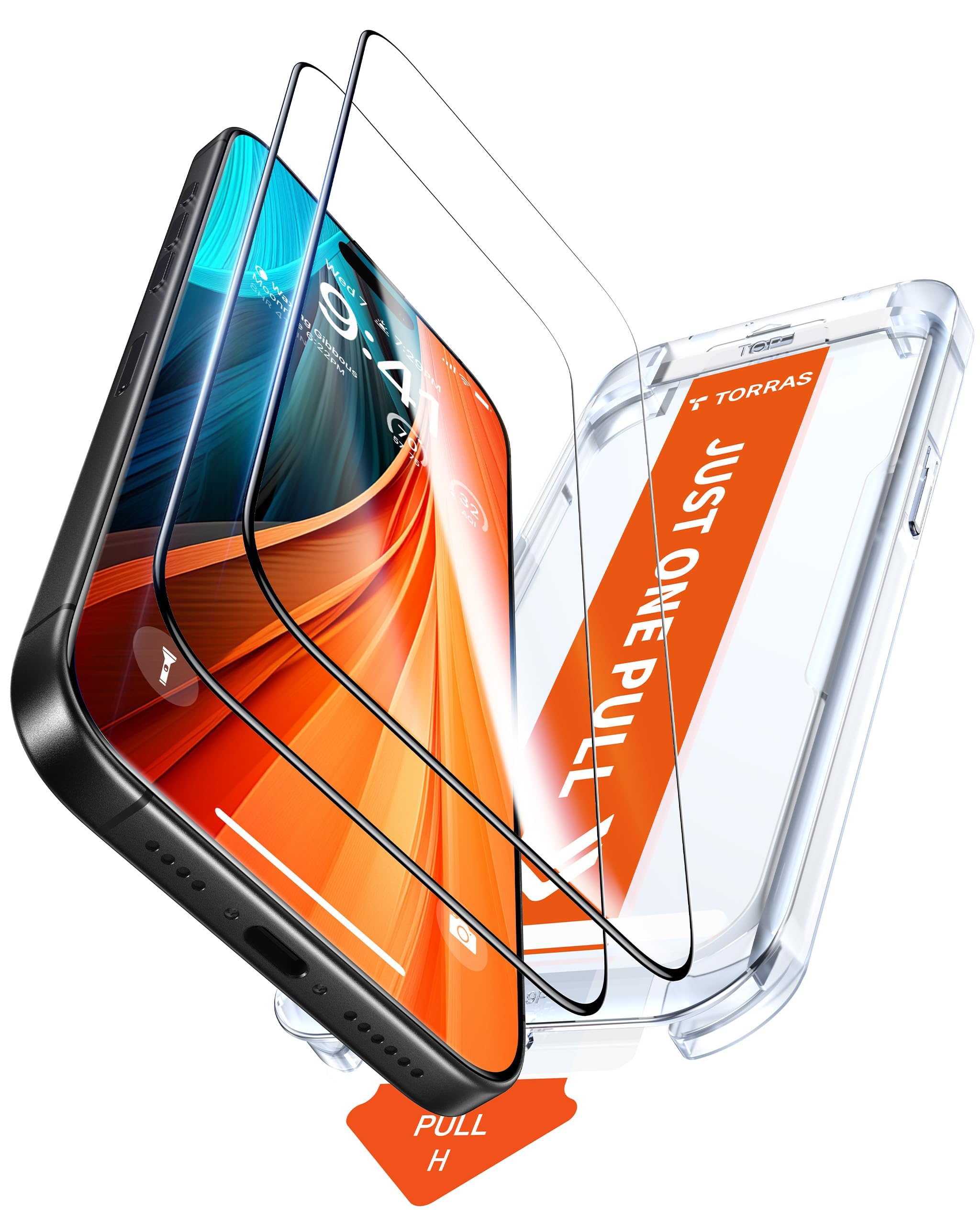 Photo 1 of TORRAS 2-Pack for iPhone Air Screen Protector [12Ft Military-Grade Shatterproof] [9H+ Aerospace Tempered Glass] Anti-Scratch Full Coverage Fit