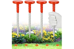 UCandy 4 Pack Rebar Survey Property Line Markers, 7" Low Profile Heavy Duty Hi-vis Orange Stakes Building Property Markers fo