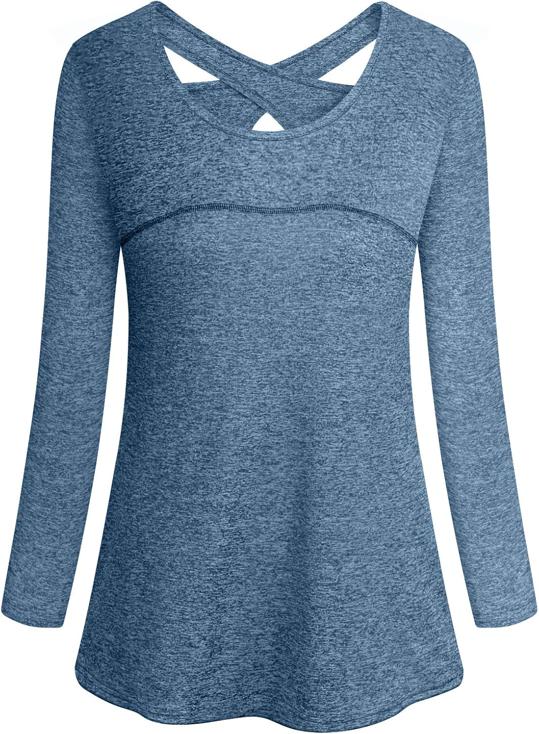Cucuchy Womens Yoga Tops Casual Flowy Long Sleeve Criss Cross Back Workout Shirts: Clothing