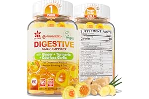 LILICARE Ginger Chews Gummies for Nausea & Digestive Support, Stomach Relief - Sugar Free with Turmeric & Odorless Garlic, Quercetin, Vitamin D3, C, Delicious Digestive Supplements, 60Cts (Pack of 1)