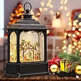 Wondise Christmas Musical Snow Globe Lantern with 6 Hour Timer, 11.2 Inch USB Cord & Battery Operated Spinning Water Glitters Lighted Singing Snow Globe Lantern Christmas (Nativity)