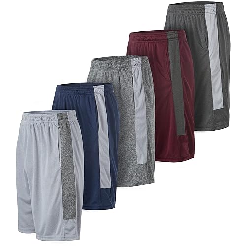 Athletic Shorts for Men - Men's Basketball Shorts - Sports Shorts for Workout, Gym, Running (5 Pack/Set D, Small)