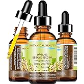 Organic SESAME SEED OIL 100% Pure Natural Virgin Unrefined Undiluted Cold Pressed Carrier Oil for Face, Skin, Body, Hair, Massage, Nails. 2 Fl. oz - 60 ml by Botanical Beauty
