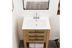 MEJE 24x18 Inch Drop in Rectanglar 3 Holes Bathroom Sink, Vanity Top Sink Only, for 4-inch Centerset Faucet, White (Cabinet NOT included)